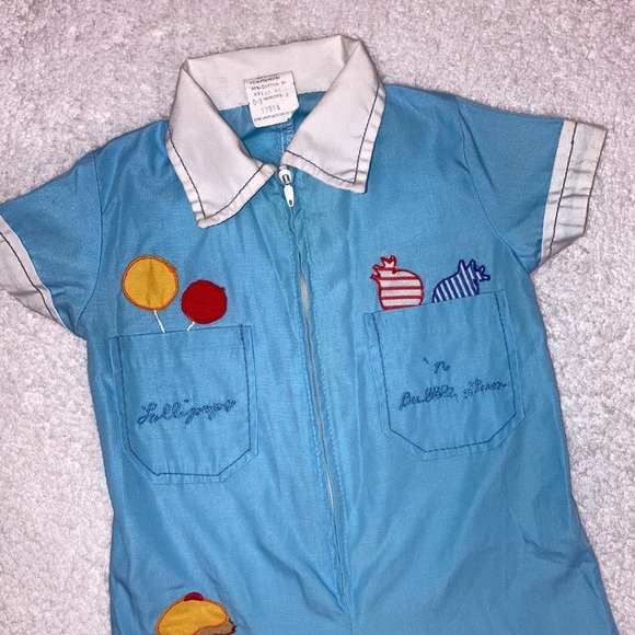 Vintage lollipop bubble gum ice cream one piece zip lightweight romper 0/3m - Picture 2 of 9